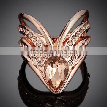 With zircon gold plated stainless steel jewelry rings/wedding ring set for couple
