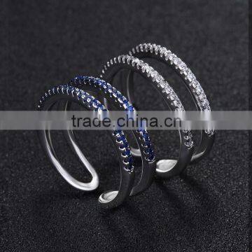 floating finger rings synthetic blue gemstone setting finger ring designs women