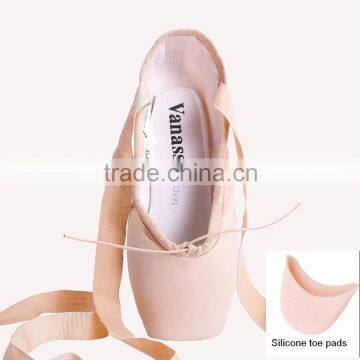 Genuine Leather Outsole Soft Pointe Ballet Gym Dancing Dance Shoes for Girls Kids Children Woman Pink Satin Canvas Toe Pads photo-4