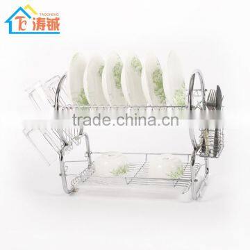 Home Decoration Kitchen Plate Rack 2 Tiers With Plastic Tray photo-2