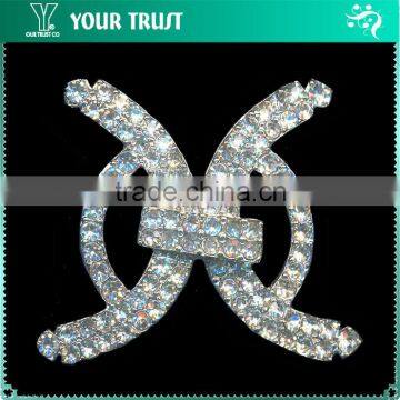 4MM 3MM Clear Crystal Wedding Jewelry Rhinestone Rhodium Metal Pair Buckle