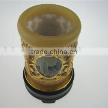 Eco-friendly new designed jade rotating brush holder pen container tubular penrack