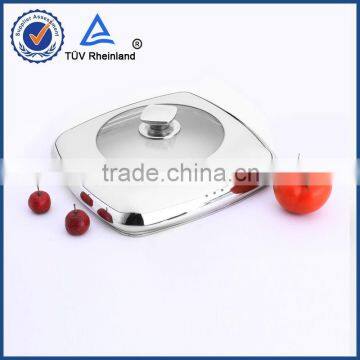 S07 squre tempered glass with stainless steel lids