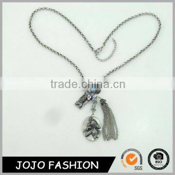 Wholesale charm statement silver plated stainless steel pendant necklace