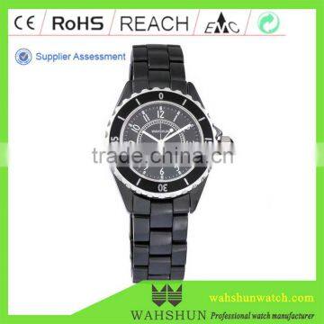 Elegance mens black ceramic watch with ceramic watches parts