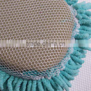 Square Microfiber Chenille Wash Sponge With Mesh