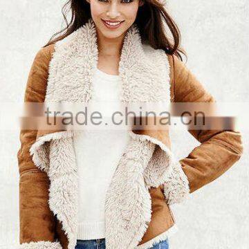 2015 Faux Shearling Shawl Collar Womens Coat