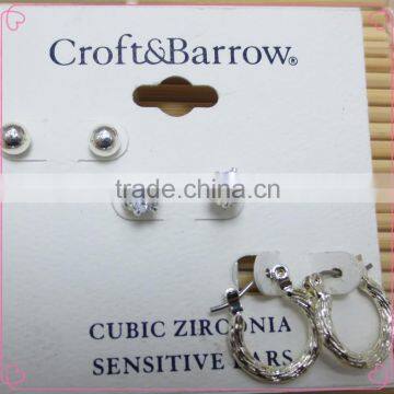 Exquisite Fancy 3 Pairs Silver Plating Cubic Zirconia Earring Set