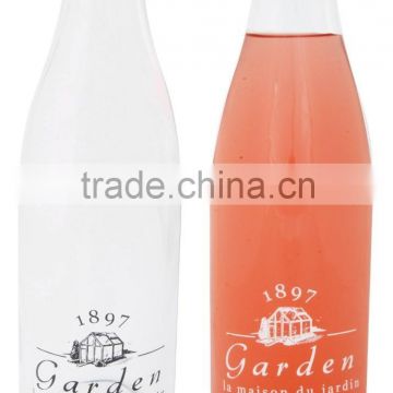 Screen printing surface 1000ml glass juice bottles with metal lid