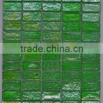 Y123 Green stone polished square brick glass tile