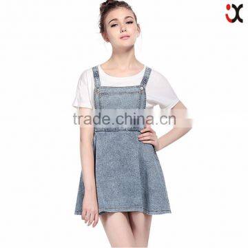 overall denim dress for sweet girls overal denim mini dress JXA081