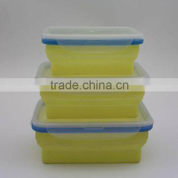 400ML 700ML and 1000ML collapsible air tight silicone lunch box FDA or LFGB standard