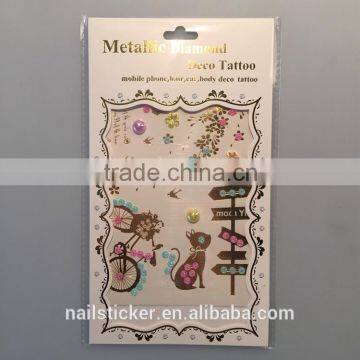 Custom Flash Body Water Transfer Rhinestone Gold Tattoo Clothes Crystal Metallic Cartoon Tattoo Stickers photo-4