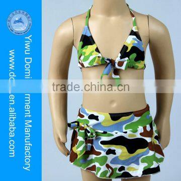 Camouflage Print Little Girls Bikini With Bowknot Skirt Sexy Kids Bikini