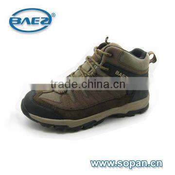 good quality brown cow suede leather with pu and mesh upper men hiking shoes