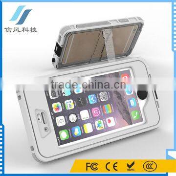 4.7 Inch Dustproof Scratchproof Shockproof Waterproof Phone Case for Apple iPhone6 6S 6 With Button And Holder Stand White