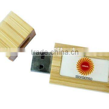 2013 New model wooden usb flash drive with custermised epoxy sticker LOGO