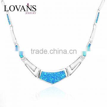 Wholesale 925 Sterling Silver Synthetic Blue Opal Necklace SPI237W