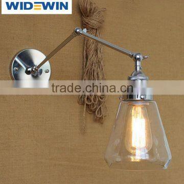 220V Iron Chrome Bar Dining Room Hotel Vintage Glass Wall Lamp Lighting