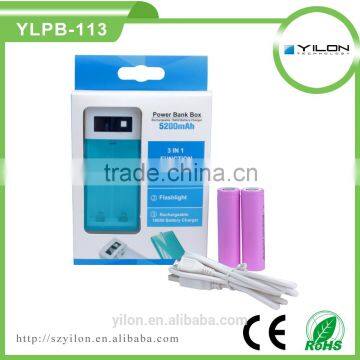 Li-polymer battery usb power bank promotion with micro usb cable and torch light