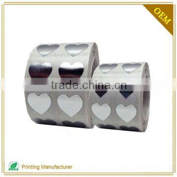 New Style Heart Shaped Die Cut Silver Sticker China Factory