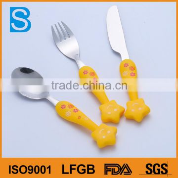 Fashion Design and Promotional Plastic Handle Flatware Set,Spoon Knife Fork for Children