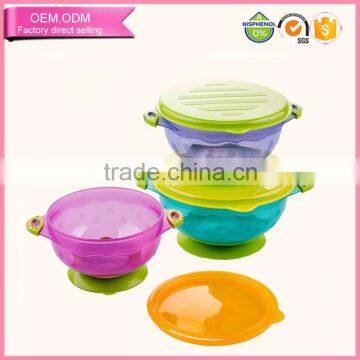 China manufacture colorful non-toxic pp baby feeding bowl child suction dinner bowl