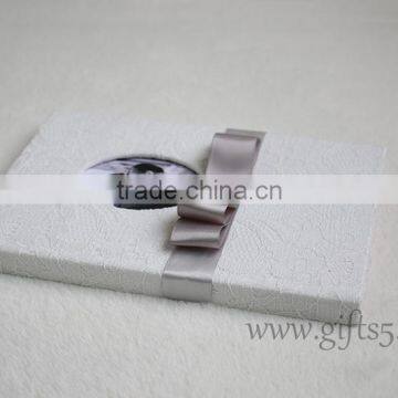 Lace White Fabric Wedding Signature Guest Book photo-2