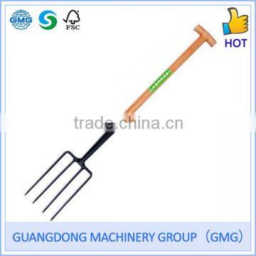 German Style Carbon Steel Digging Fork With Step And Ash Wood T handle(GMG)