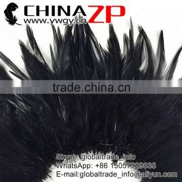 ZPDECOR Wholesale in Stock Dyed BLACK Strung Chinese Rooster Saddle Feathers