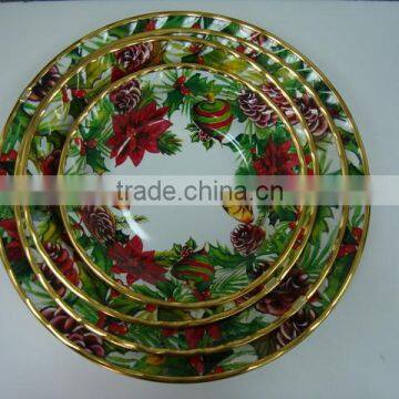 4pcs Popular Flower & Christmas Design Dinnerware Plastic Tray