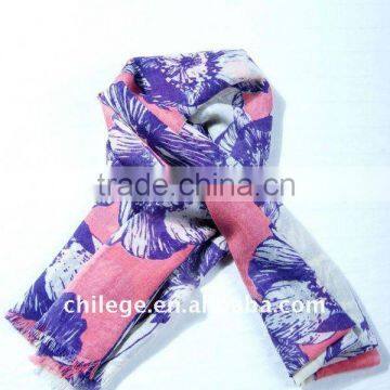 spring wool scarf/wool ladies poncho with flower print