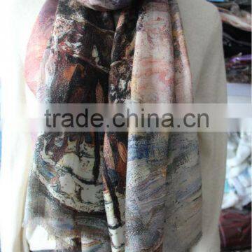 80s/2 wool worsted custom printed scarves shawl