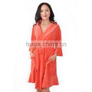 Adult 100% Cotton Plus Size Velour Women Robe/Bathrobe/Gown/Sleep Wear/Sleepwear