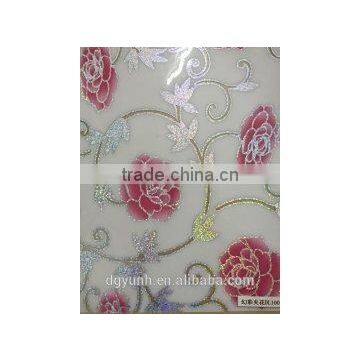 Newest Hot Sales Transparent Crystal Page Tablecloth With Floral Pattern Vinyl Straight/lace Edge photo-6