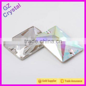 Rectangle Shape Sew On Decorative Glass Beads Foiled Back