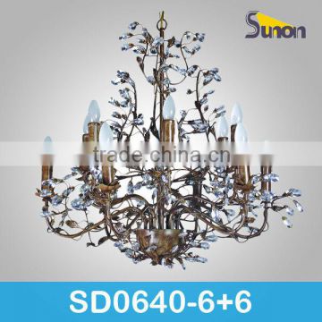 12 light wrough iron brass chandelier for living room SD0640 6+6