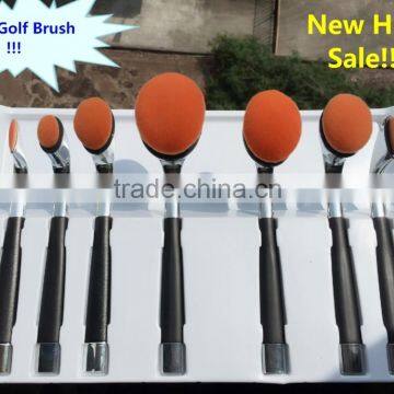 9pcs Smaller Mini Style Golf Toothbrush Makeup Brush Set / Oval Mini Golf Makeup Brush