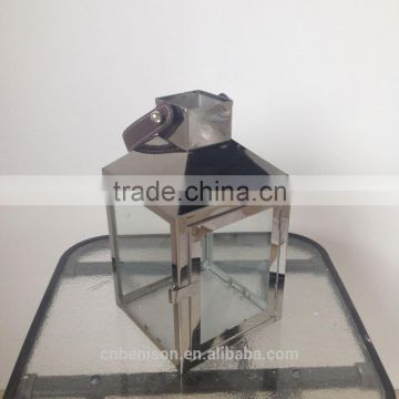 Metal Candle Lantern Leather Hanging Outdoor Lantern for Home