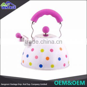 Wholesale colorful silicone handle stainless steel whistling Tea Kettle 1.5/2.0/2.5/3.0/3.5/4.0L