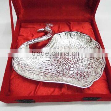 Indian wedding return gift item lovely silver plated swan brass tray