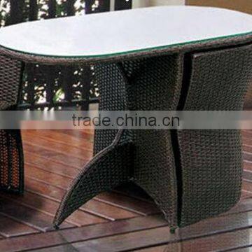 Garden Aluminium Frame Wicker Table with Tempered Glass L80305