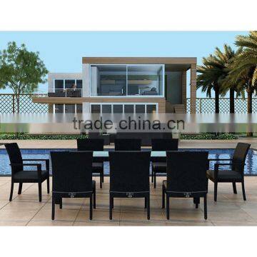 2017 Trade Assurance Display cabinets luxury pvc rattan modular metal garden glass dining table set