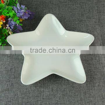 Decoration Five Pointed Star Shaped Ceramic Porcelain Plate Dishes Wholesale