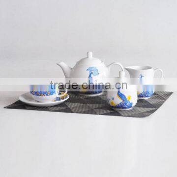 15pcs Tea Pot Set, Porcelain with Decal Printing