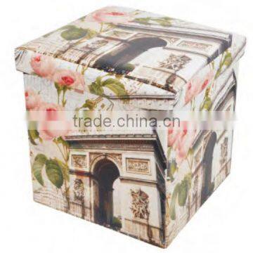 Square Fashional PVC Non Woven Durable Storage Ottoman photo-2