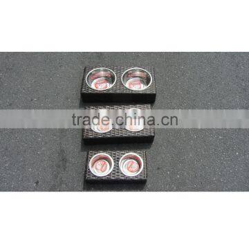 Exquisite Stainless Steel Pet Bowl With Rattan Frame for Pets photo-5