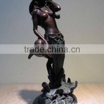 High quality hot sale bronze dolphin and mermaid sculpture