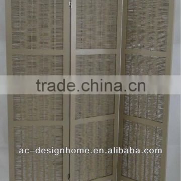 3 PANEL WILLOW/WOODEN SCREEN