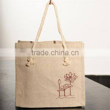 Fashion Shopping Nature Jute Tote Bag With Round Handle photo-4